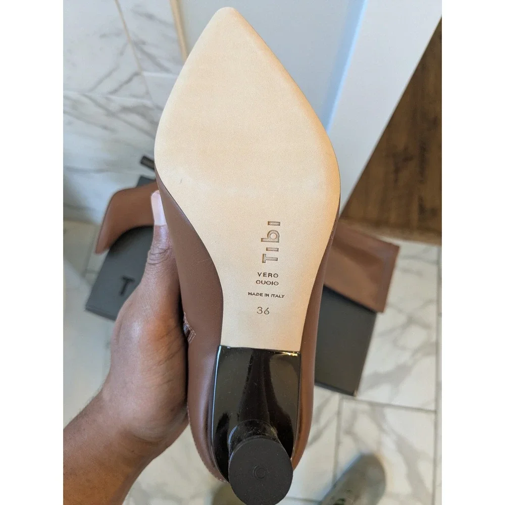 NIB Tibi‎ Caleb Calf Tan Leather Over The Knee Pointed Toe Boots  Size 36